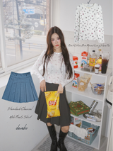 スタンダード チャコール ミディ プリーツ スカート