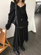  Embossing flare unbal skirt