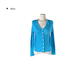 Heo See-through Ribbed Button Slim Cardigan