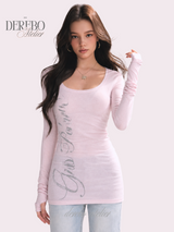 Trend lettering long-sleeve tee