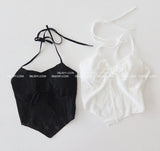 punching padded built-in halterneck blouse