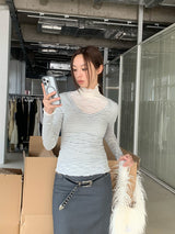 Mind V-neck Stripe Long Sleeve Span Tee