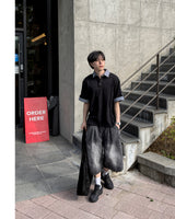Levin Roll-Up Collar Henley Short Sleeve