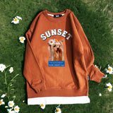 600D-026 SUNSET DOG LAYERED SWEAT SHIRTS