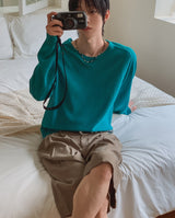 Air V-neck Linen Long Sleeve Knit