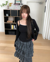 [Sleeveless + Cardigan Set] Moline Lace Layered Cardigan