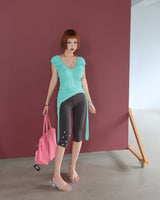 Punching Eyelet Stud Capri Pants