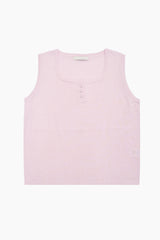 Silk button sleeveless knit top
