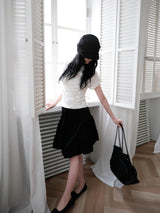 jacquard cowl neck t