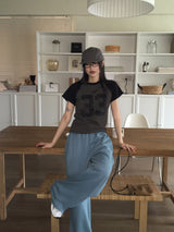 Sec 33 プリンティドセミクロップ半袖Tシャツ