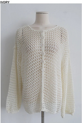 REVERSIBLE MESH KNIT CARDIGAN (2COLORS!)