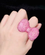 pink ribbon cubic ring