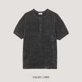 Veloa ribbed henley neck knit (4color)