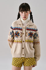 Grid Jacquard Cardigan [Ivory]