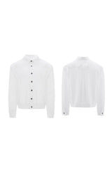 Textured Embroidered Cropped Shirt