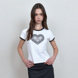 C レースパネルグラフィックTシャツ_ホワイト