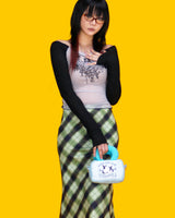 retro green long skirt