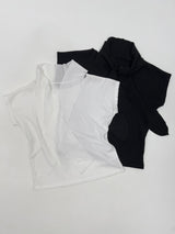 プリーツタイネックショートスリーブTシャツ