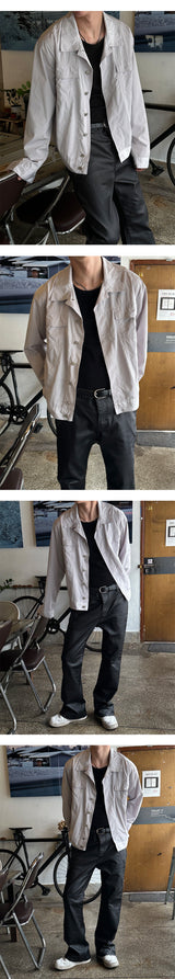 [Unisex] Satin trucker shirts jacket(2color)