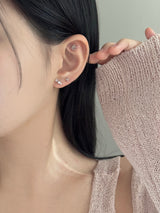 [4-Set] Pearl Flower Piercing Set / 2 Colors / Cubic Mini Pearl Spring Pink Daily Simple