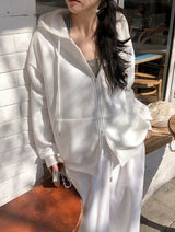 [UNISEX] テリーベーシックルーズフィット2WAYフードジップアップ (4color)