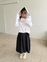 オフショルダー フード ティー