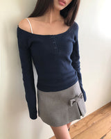 Ast U-Neck Button Ribbed T-Shirt