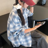 Blue Pepper Oversized Fit Boxy Fit Checkered Shirt Shirt [MANDARINETREE ONLY]