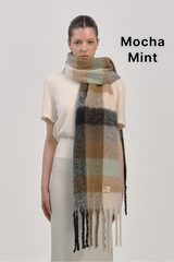 Basic Checkered Buckle muffler scarf (6COLOR)