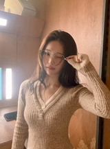 Mix Wool Layered V-neck Button Knit (2color)