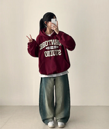 ムードグラディエントウォッシングサイドインシジョンワイドデニムパンツ
