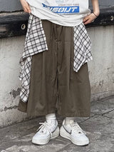 check layered cotton shorts