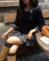 Blush Flare Check Shirt Dress