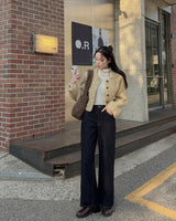 フリースワイドデニムパンツ