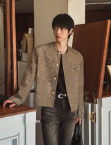 Ekkeullo Collar Less Tweed Blazer