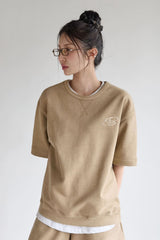 Pigment washed short-sleeved sweatshirt