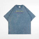 PEANUT STAIN - ハング アウト トゥ ドライ ウォッシュド ブルー オーバーサイズド Tシャツ