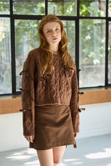 WHIMSICAL WOOL RIBBONE KNIT / BROWN
