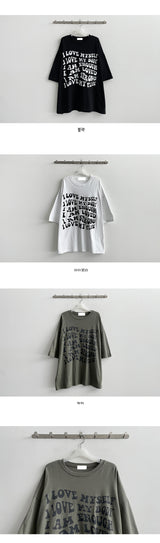 I Love Rounding Lettering Oversized Fit Short Sleeve Tee