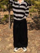 Wide Curved Cotton Pants