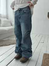 Side rivet wide denim pants(3color)