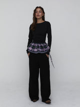 Side Shirring Stripe Top_Charcoal