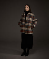 W COZY HAIRY CHECK JACKET NAVY