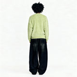 So What Hairy Knit Sweater Light Green