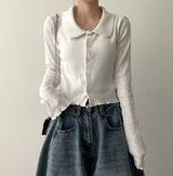 Ronnie Punching Collar Snap Punching Knit Cardigan