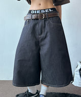 Sticky Stitch Back Cinch Denim Bermuda Shorts 2color