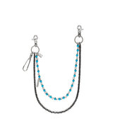 BBD Stone Ball 2-Line Pants Chain (Silver&Turquoise)
