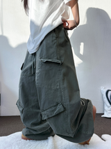 フロントダイアゴナルカーゴバルーンピグメントロゴパンツ💚🧡🩶3カラー