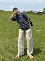  Cool tantan hemp linen wide banding pants in summer