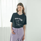 ハッピーバニーTシャツ - ブラック